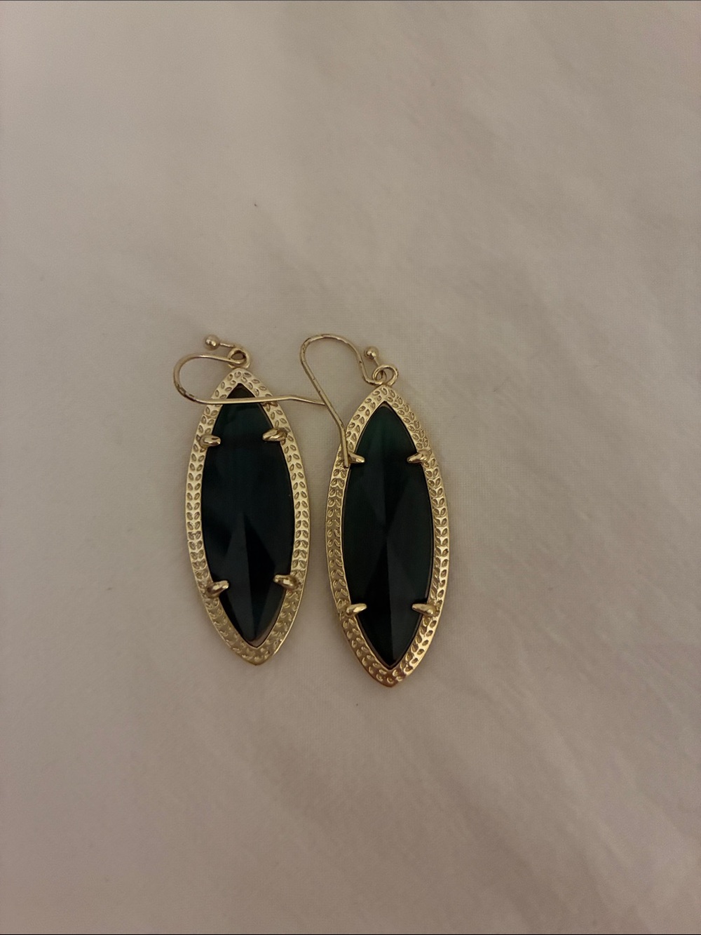 Kendra Scott Gold Frame Emerald Marquise Drop Earrings